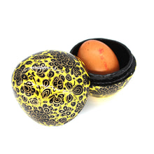 Load image into Gallery viewer, Paper Mache Easter Egg Gift Box Trinket Packaging Jewellery Presentation Decorative + Gold Foiled Wrapped Milk Chocolate Balls