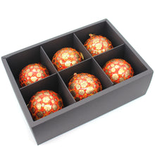 Load image into Gallery viewer, Baubles Set of 6 Large Red Luxury Handmade Hand Painted Decorative Ornamental Christmas Balls