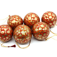 Load image into Gallery viewer, Baubles Set of 6 Large Red Luxury Handmade Hand Painted Decorative Ornamental Christmas Balls