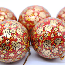 Load image into Gallery viewer, Baubles Set of 6 Large Red Luxury Handmade Hand Painted Decorative Ornamental Christmas Balls