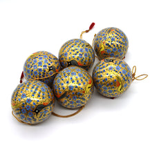 Load image into Gallery viewer, Baubles Set of 6 Large Blue Luxury Handmade Hand Painted Decorative Ornamental Christmas Balls