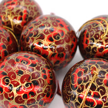 Load image into Gallery viewer, Baubles Set of 6 Large Red Luxury Handmade Hand Painted Decorative Ornamental Christmas Balls