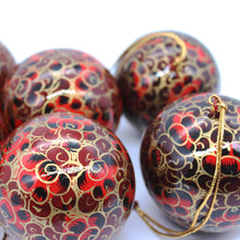 Load image into Gallery viewer, Baubles Set of 6 Large Red Luxury Handmade Hand Painted Decorative Ornamental Christmas Balls