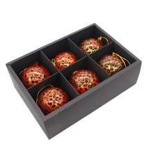 Load image into Gallery viewer, Baubles Set of 6 Large Red Luxury Handmade Hand Painted Decorative Ornamental Christmas Balls