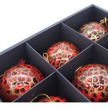 Load image into Gallery viewer, Baubles Set of 6 Large Red Luxury Handmade Hand Painted Decorative Ornamental Christmas Balls