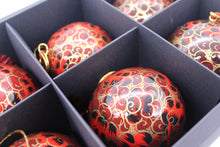 Load image into Gallery viewer, Baubles Set of 6 Large Red Luxury Handmade Hand Painted Decorative Ornamental Christmas Balls