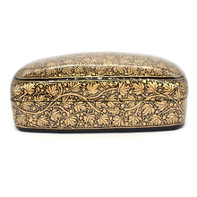 Load image into Gallery viewer, Paper Mache Large Paulo Handmade Hand Painted Black & Gold Trinket Decorative Jewellery Box + Gold Foiled Wrapped Milk Chocolate Balls