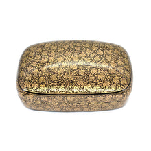 Load image into Gallery viewer, Paper Mache Large Paulo Handmade Hand Painted Black & Gold Trinket Decorative Jewellery Box + Gold Foiled Wrapped Milk Chocolate Balls