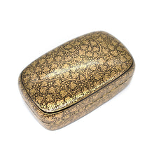 Load image into Gallery viewer, Paper Mache Large Paulo Handmade Hand Painted Black & Gold Trinket Decorative Jewellery Box + Gold Foiled Wrapped Milk Chocolate Balls