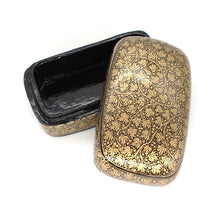Load image into Gallery viewer, Paper Mache Large Paulo Handmade Hand Painted Black & Gold Trinket Decorative Jewellery Box + Gold Foiled Wrapped Milk Chocolate Balls
