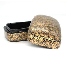 Load image into Gallery viewer, Paper Mache Large Paulo Handmade Hand Painted Black & Gold Trinket Decorative Jewellery Box + Gold Foiled Wrapped Milk Chocolate Balls