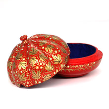 Load image into Gallery viewer, Paper Mache Small Umbra Red Trinket Gifting Decorative Jewellery Storage Box + Gold Foiled Wrapped Milk Chocolate Balls