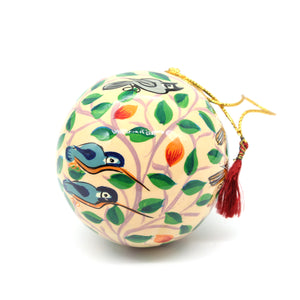 Assorted Colours Paper Mache Christmas Bauble – 3" Luxury Handmade & Hand Painted Decorative Ornamental Hanging Christmas Ball