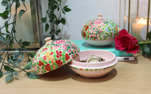 Small Floral Chapeau Paper Mache Luxury Trinket Jewellery Gift Decorative Box