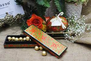Paper Mache Tenues Orange & Green Luxury Gifting Trinket Gift Decorative Jewellery Box - ärtɘzɘn