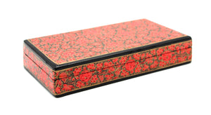 Kashmir Paper Mache Planus Red & Gold Trinket Gift Decorative Jewellery Box - ärtɘzɘn