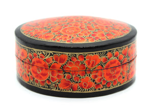 Paper Mache Round Coaster Set of 6 – Handmade Hand Painted Orange Coaster Box Set - ärtɘzɘn
