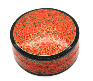 Paper Mache Round Coaster Set of 6 – Handmade Hand Painted Orange Coaster Box Set - ärtɘzɘn