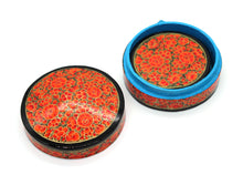 Load image into Gallery viewer, Paper Mache Round Coaster Set of 6 – Handmade Hand Painted Orange Coaster Box Set - ärtɘzɘn
