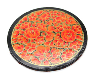Paper Mache Round Coaster Set of 6 – Handmade Hand Painted Orange Coaster Box Set - ärtɘzɘn
