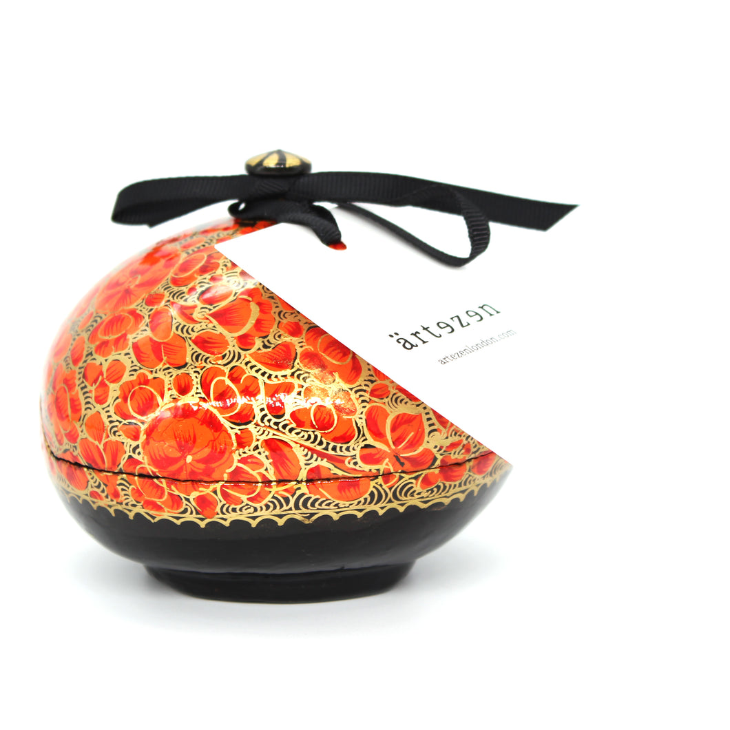 Small Orange Chapeau Paper Mache Luxury Trinket Jewellery Gift Decorative Box - ärtɘzɘn