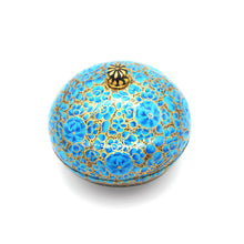 Load image into Gallery viewer, Paper Mache Mini Chapeau Blue Trinket Gifting Decorative Jewellery Storage Box

