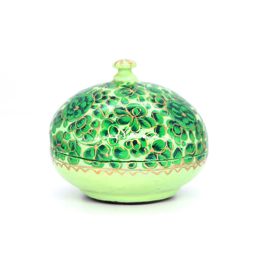 Paper Mache Mini Chapeau Green Trinket Gifting Decorative Jewellery Storage Box