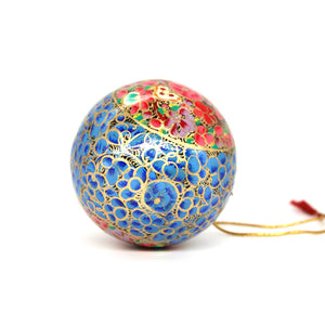 Assorted Colours Paper Mache Christmas Bauble – 3" Luxury Handmade & Hand Painted Decorative Ornamental Hanging Christmas Ball