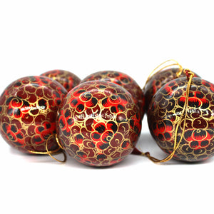 Baubles Set of 6 Large Red Luxury Handmade Hand Painted Decorative Ornamental Christmas Balls