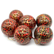 Load image into Gallery viewer, Baubles Set of 6 Large Red Luxury Handmade Hand Painted Decorative Ornamental Christmas Balls
