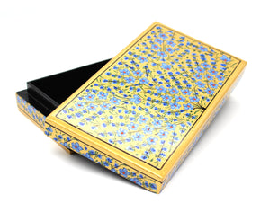 Kashmir Paper Mache Planus Blue & Gold Trinket Gift Decorative Jewellery Box