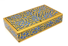 Load image into Gallery viewer, Kashmir Paper Mache Planus Blue &amp; Gold Trinket Gift Decorative Jewellery Box
