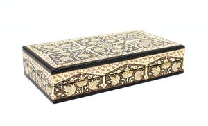 Kashmir Paper Mache Planus Gold Trinket Gift Decorative Jewellery Box