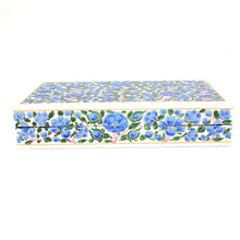 Load image into Gallery viewer, Paper Mache Planus Handmade Hand Painted Blue Floral Trinket Gifting Decorative Jewellery Box + Gold Foiled Wrapped Milk Chocolate Balls
