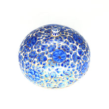 Load image into Gallery viewer, Paper Mache Small Chapeau Blue &amp; White Trinket Gifting Decorative Jewellery Storage Box + Gold Foiled Wrapped Milk Chocolate Balls
