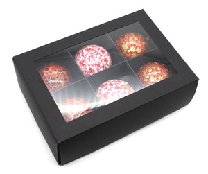 Artezen Baubles – Set of 6 Large Red Luxury Handmade | Hand Painted | Decorative | Ornamental | Christmas | Balls - ärtɘzɘn