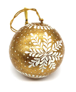 Artezen Baubles – Set of 6 Large Gold Luxury Handmade Hand Painted Decorative Ornamental Christmas Balls - ärtɘzɘn