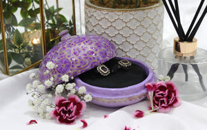Small handmade and hand painted purple Kashmir paper mache gift box for jewellery