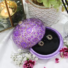 Load image into Gallery viewer, Small handmade and hand painted purple Kashmir paper mache gift box for jewellery
