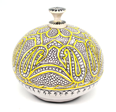 Artezen Large Chapeau – Yellow & Black Paisley Luxury Trinket Gift Box - ärtɘzɘn