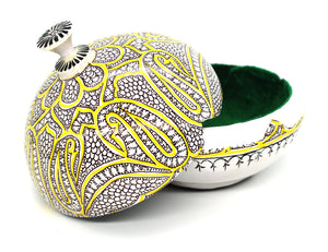 Artezen Large Chapeau – Yellow & Black Paisley Luxury Trinket Gift Box - ärtɘzɘn