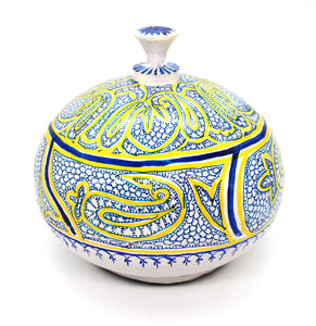 Artezen Large Chapeau – Yellow & Blue Paisley Luxury Trinket Gift Box - ärtɘzɘn