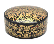 Load image into Gallery viewer, Paper Mache Round Coaster Set of 6 – Handmade Hand Painted Black &amp; Gold Coaster Box Set - ärtɘzɘn
