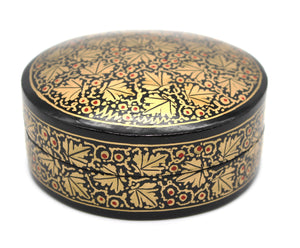 Paper Mache Round Coaster Set of 6 – Handmade Hand Painted Black & Gold Coaster Box Set - ärtɘzɘn