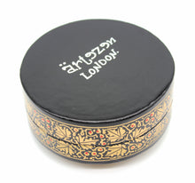 Load image into Gallery viewer, Paper Mache Round Coaster Set of 6 – Handmade Hand Painted Black &amp; Gold Coaster Box Set - ärtɘzɘn
