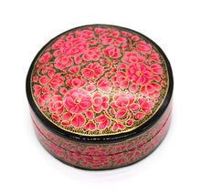 Load image into Gallery viewer, Paper Mache Round Coaster Set of 6 – Handmade Hand Painted Pink Coaster Box Set - ärtɘzɘn
