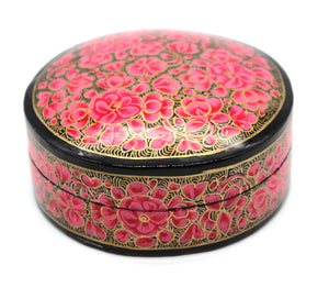 Paper Mache Round Coaster Set of 6 – Handmade Hand Painted Pink Coaster Box Set - ärtɘzɘn