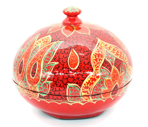 Large Chapeau – Handmade Hand Painted Red Paisley Luxury Trinket Gift Box + Gold Foiled Wrapped Milk Chocolate Balls - ärtɘzɘn