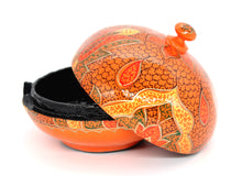 Load image into Gallery viewer, Large Chapeau – Handmade Hand Painted Orange Paisley Luxury Trinket Gift Box + Gold Foiled Wrapped Milk Chocolate Balls - ärtɘzɘn
