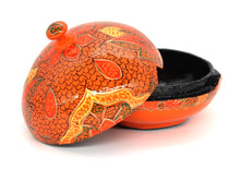 Load image into Gallery viewer, Large Chapeau – Handmade Hand Painted Orange Paisley Luxury Trinket Gift Box + Gold Foiled Wrapped Milk Chocolate Balls - ärtɘzɘn
